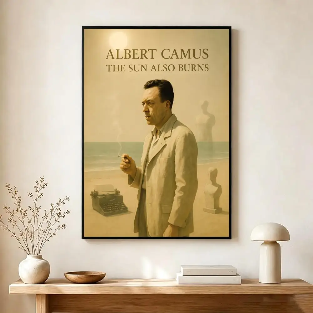 Profound Absurdist Writer A-Albert Camus Poster Lightweight Self‑Adhesive PP Wall Decal for Study Living Room Bedroom Decor Gift