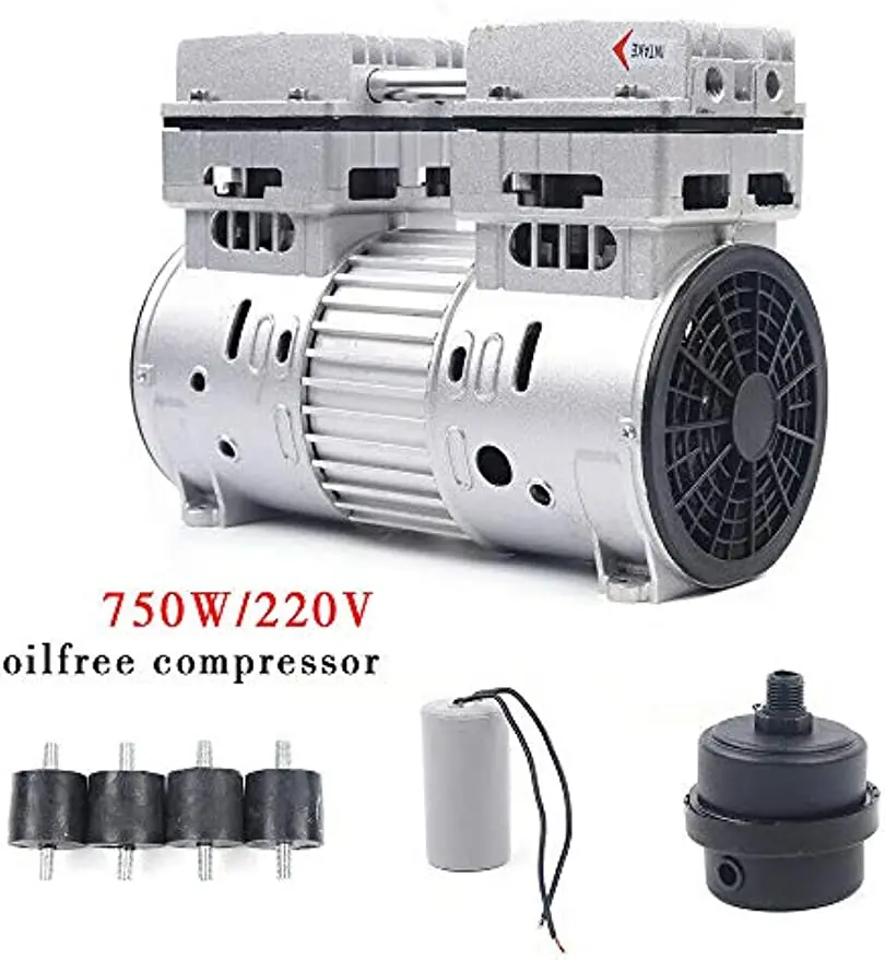 750W/1HP 8 Bar Silent Compressed Air Compressor Head Oil Free Air Compressor Unit 1400RPM 220V 145L/min