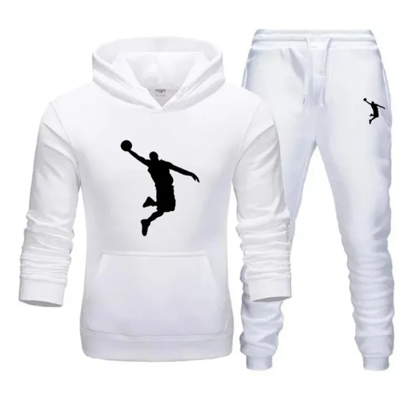Autumn Winter New Men 2Pcs Tracksuit Half Zip Multi Pocket Hooded Pullover Jogger Pants Casual Outdoor Fitness Daily Sportswear