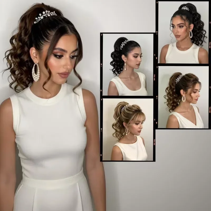 Claw Clip Synthetic Ponytail Wig Short Curly Fluffy Wig High-Temperature Heat-Resistant Material Daily Wear Increase Hair Volume