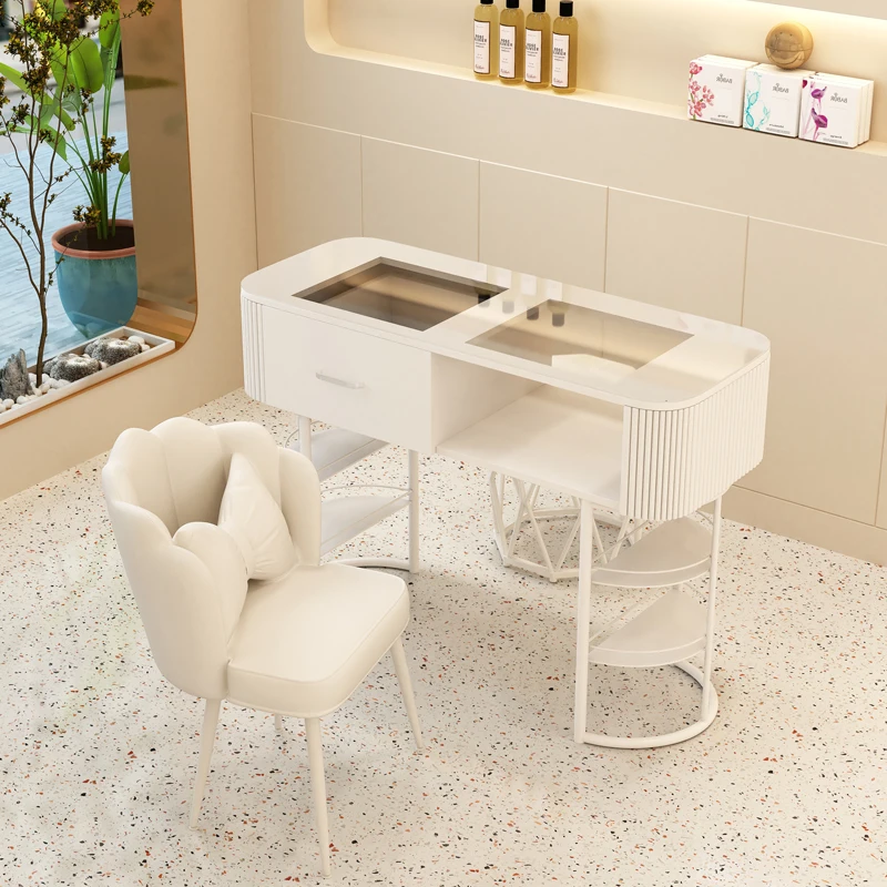

Organiser White Nail Table Equipment Supplies Luxury Reception Nail Table Nordic Modern Mesa Manicurista Salon Furniture