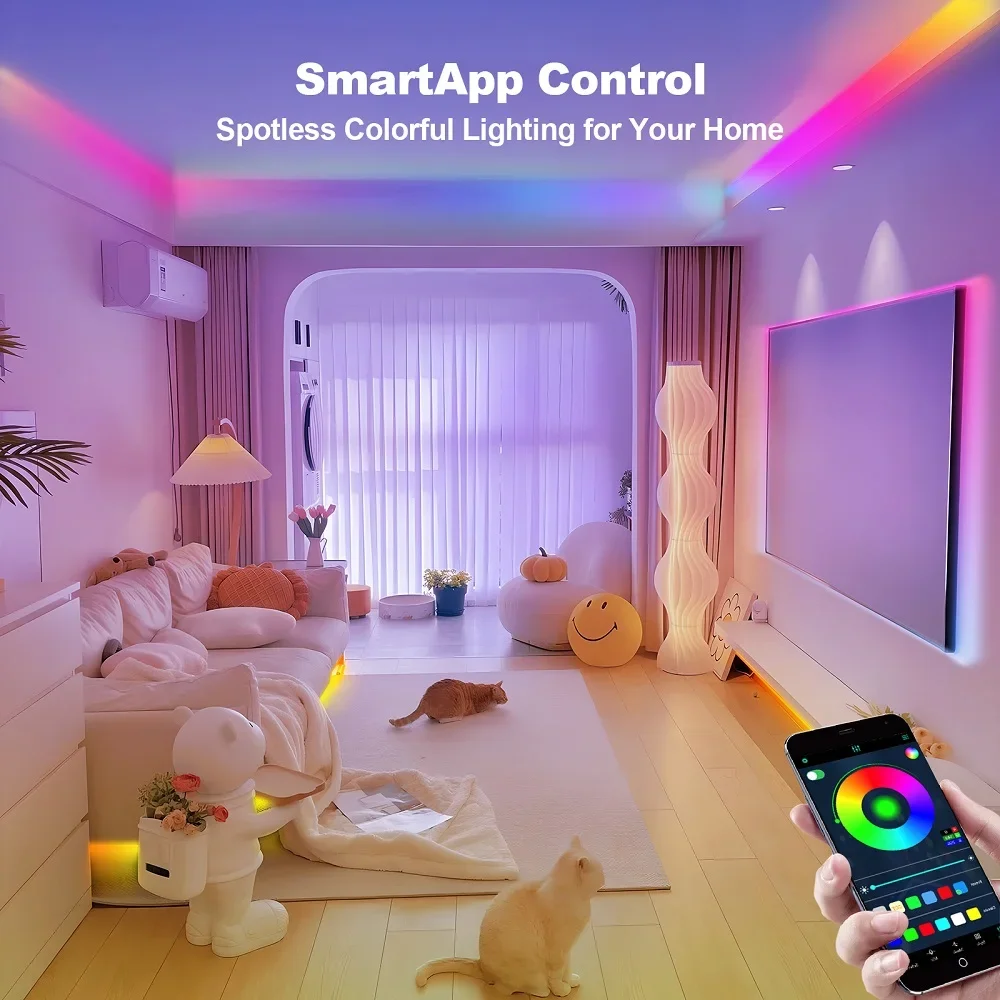 RGBIC Smart RGB Light DC24V WS2811 COB LED Strip 576leds/m Bluetooth App Control for Christmas Party Bedroom Kitchen Decor