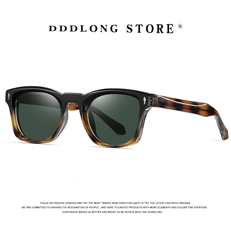 DDDLONG moda retro kwadratowe spolaryzowane okulary przeciwsłoneczne damskie męskie okulary przeciwsłoneczne klasyczne Vintage UV400 odcienie zewnętrzne D533