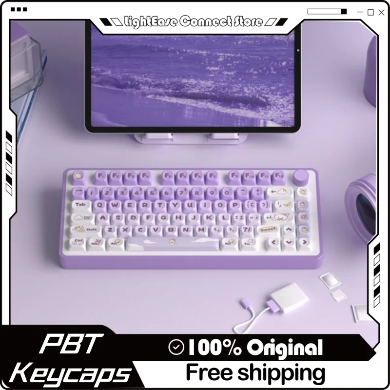 Dye Purple Rabbit Theme Keycaps 140keys Mot Profile Keycap Gateron Pbt Thermal Sublimation Mechanical Anime Games  Keyboard Caps