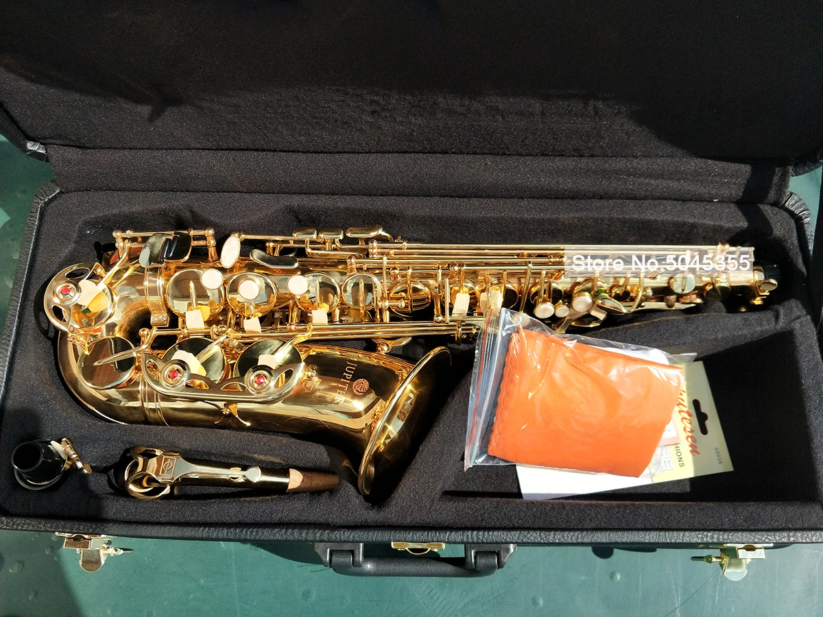 Jupiter JAS 500 New Eb Alto Saxophone Brass gold Plated Body Gold Lacquer Key E-flat Music Instruments Sax Free Shipping