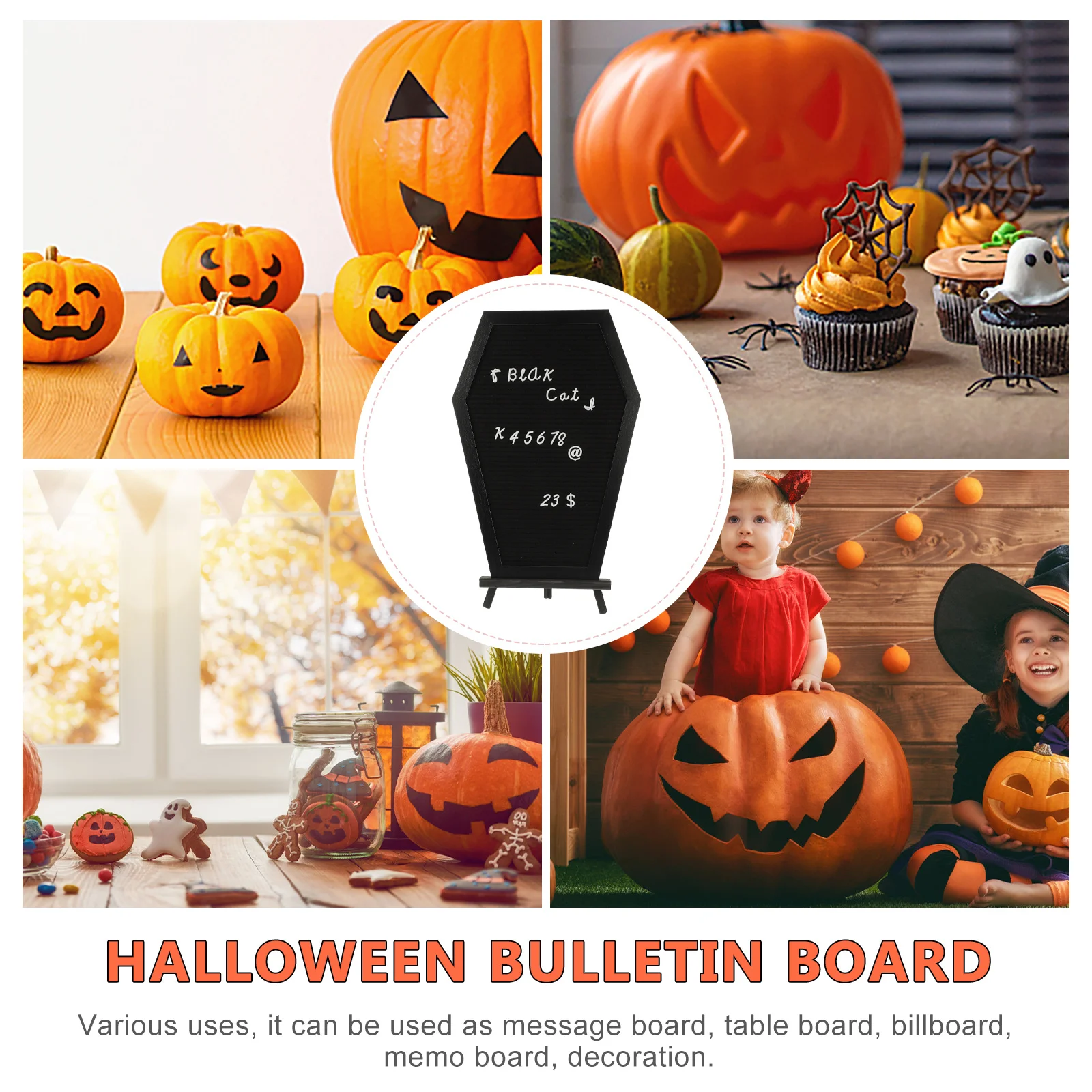 

1 set 1 Set Coffin Shaped Memo With Diy Letters For Message Display Desktop Letter Board Standing Massage Board For Home Office