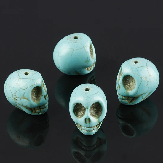 

10Pcs/Lot Engraved Skull Howlite Turquoise Loose Spacer Beads For Jewelry Making Necklace Bracelet Accessorie