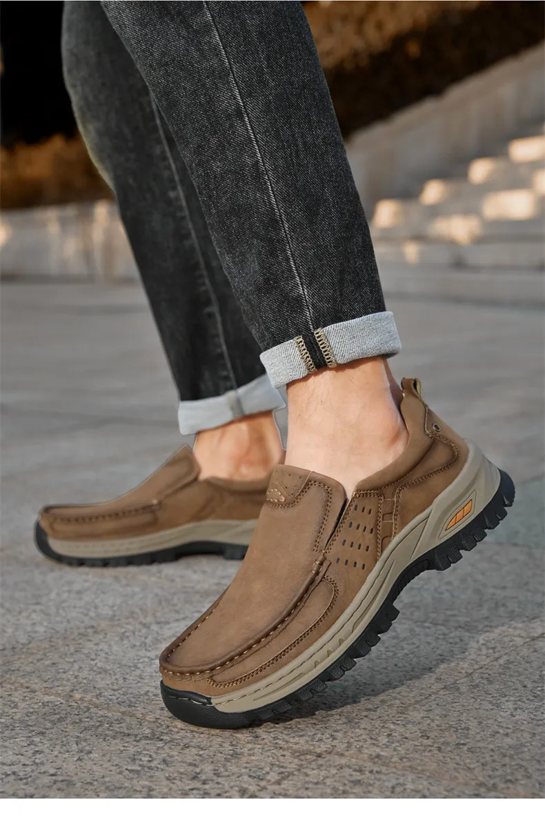 Marke Männer Schuhe Hohe Qualität Aus Echtem Leder männer Casual Schuhe Slip Auf Komfort Business Mann Wohnungen Schuhe Outdoor Männer arbeit Schuhe – Detail 9