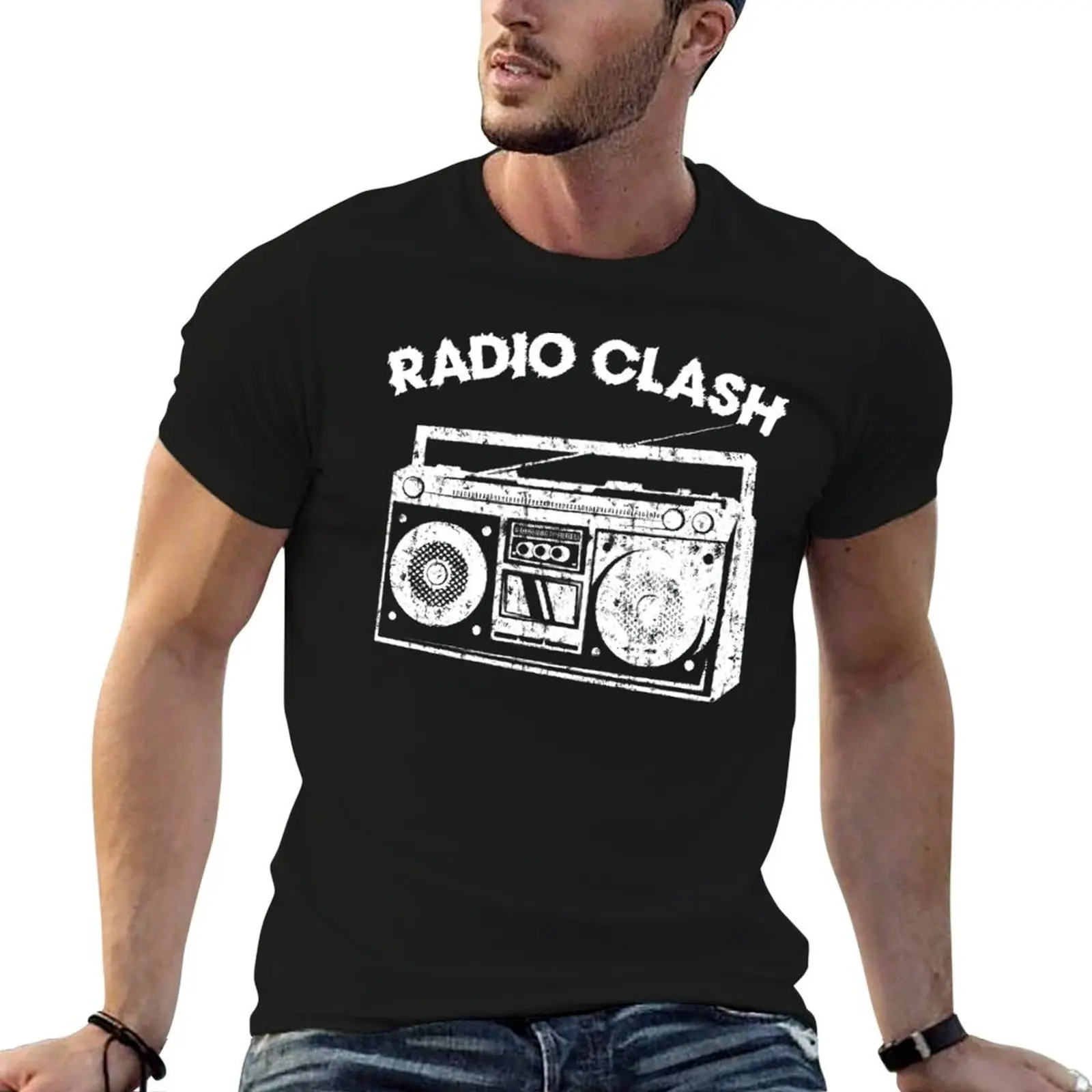 

Подарочная футболка в стиле панк Clash Radio Clash для любителей радио, футболки с аниме, футболка большого размера, мужская хлопковая футболка