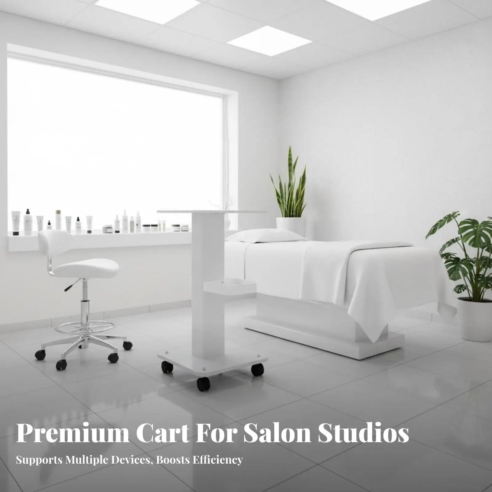 Slim Storage Cart with Wheels for Beauty Devices and Tools for Spa Salon Aesthetics Clinic Utility Cart
