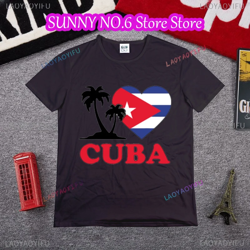 مضحك أنا أحب كوبا العلم الكوبي تي شيرت الشارع الشهير قصيرة الأكمام هدايا ملابس رجالي موضة عادية فضفاض المتضخم تي شيرت #2