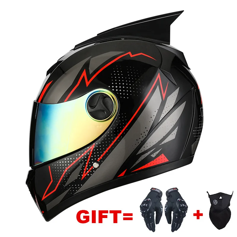 

Full Face Motorcycle Helmet Dual Lens Adults Moto Ear Helmet Motorbike Helmet Double Visors CapaceteMoto Helmet DOT Approved man