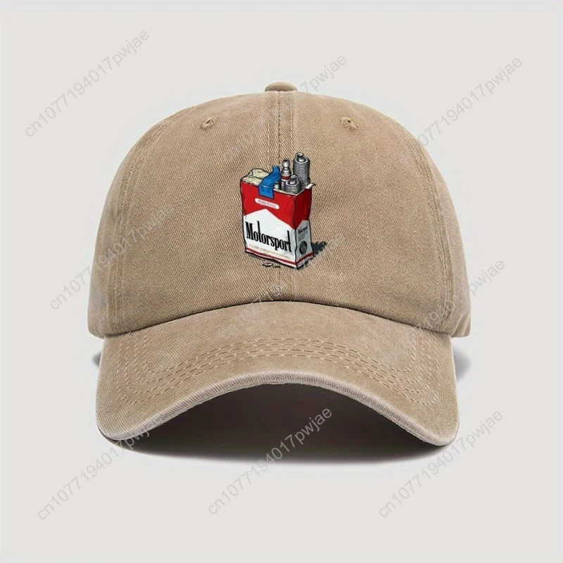 Boné de beisebol amarelo retrô "Motorsport" masculino – ajuste estruturado de poliéster leve com aba curvada, chapéu esportivo casual para Spri