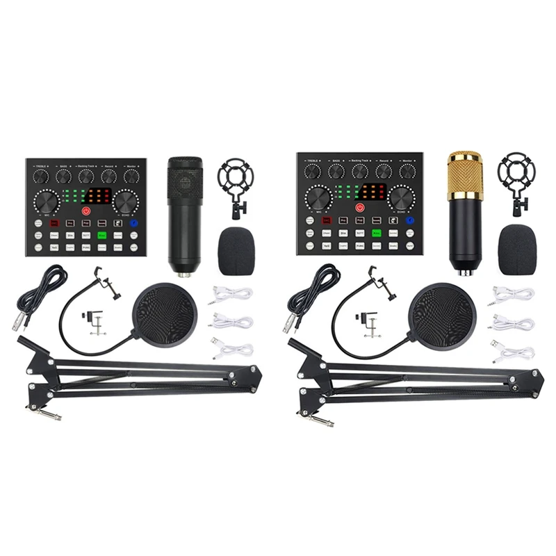 

BM800 Microphone Kits With Live Sound Card,Suspension Scissor Arm,Shock Mount And -Filter For Studio Recording