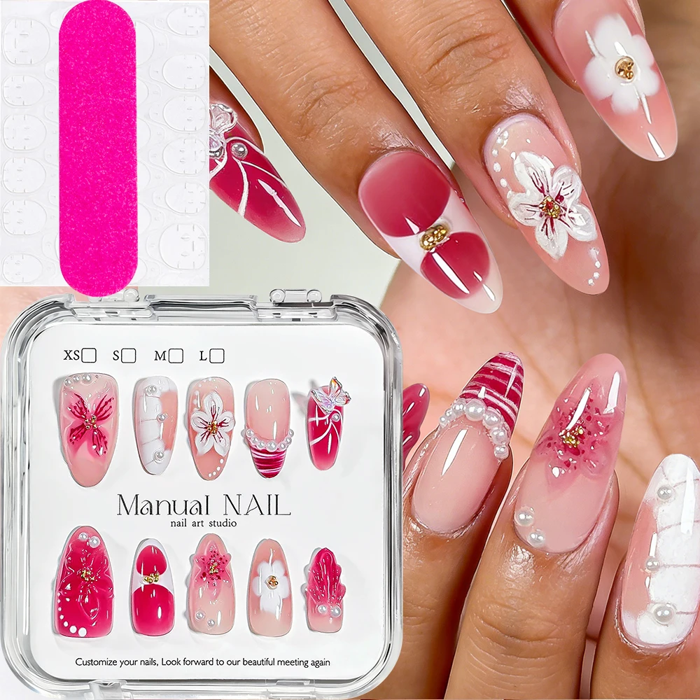 24 Stücke Retro Blume Lange Sarg Französisch Künstliche Nägel Kaviar Perle Floral Gold Hohl Design Drücken Sie Auf Nagelspitzen Y2k Acryl Falsche Nagel