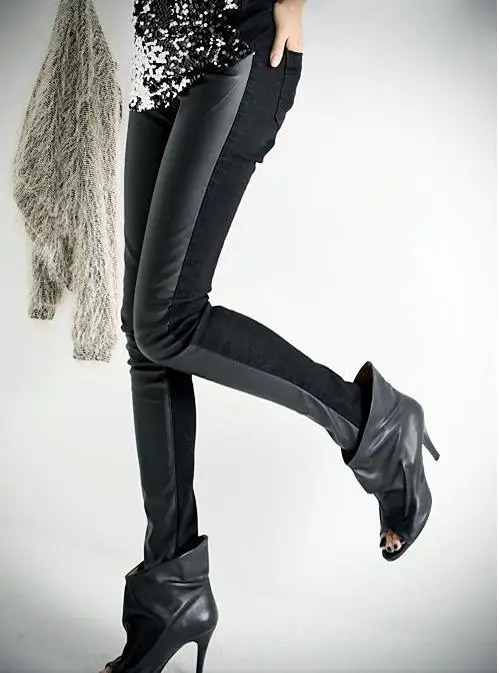 Female Winter Hot Sale Velvet Pu Stretch Waterproof Thick Slim Leggings Trousers Lady Autumn Hot Sale Warm Pencil Pants