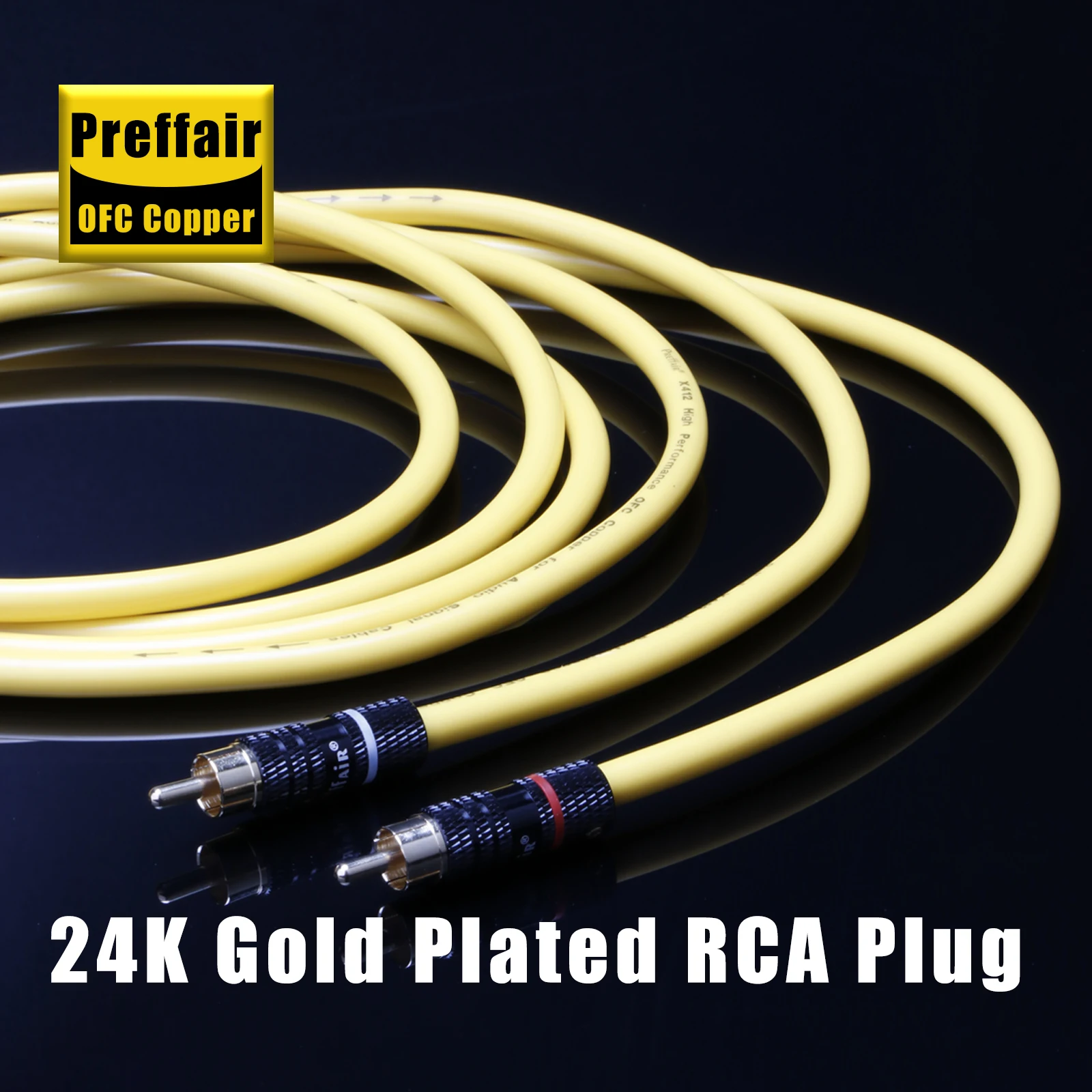 Preffair 1 Paar X412R1708 Audiokabel | Vergoldete RCA | OCC Kupfer | Premium RCA-zu-RCA-Erweiterung – Detail 5