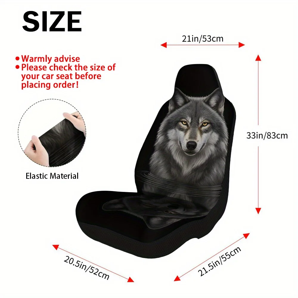 Set Of 2 Wolf Reflection In Water Design Car Seat Covers – Universal Front Seat Protectors Suitable For Cars, Suvs, And Sedans,
