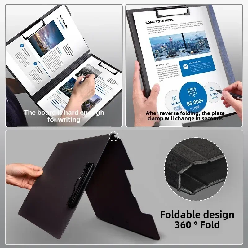 New A4 File Folder Clipboard Writing Pad Memo Clip Board Double Clips Organizer School Office Stationary