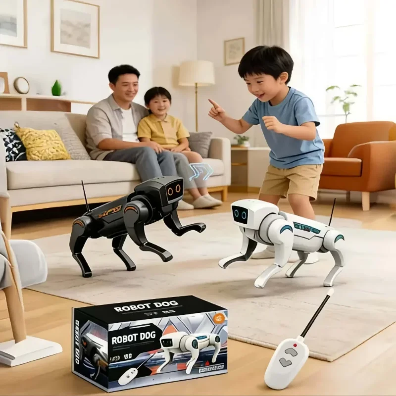 Remote-Controlled Mechanical Dog and Mechanical Cat DIY Assembly Walking Mechanical Dog Pet Children's Toy for Boys and Girls