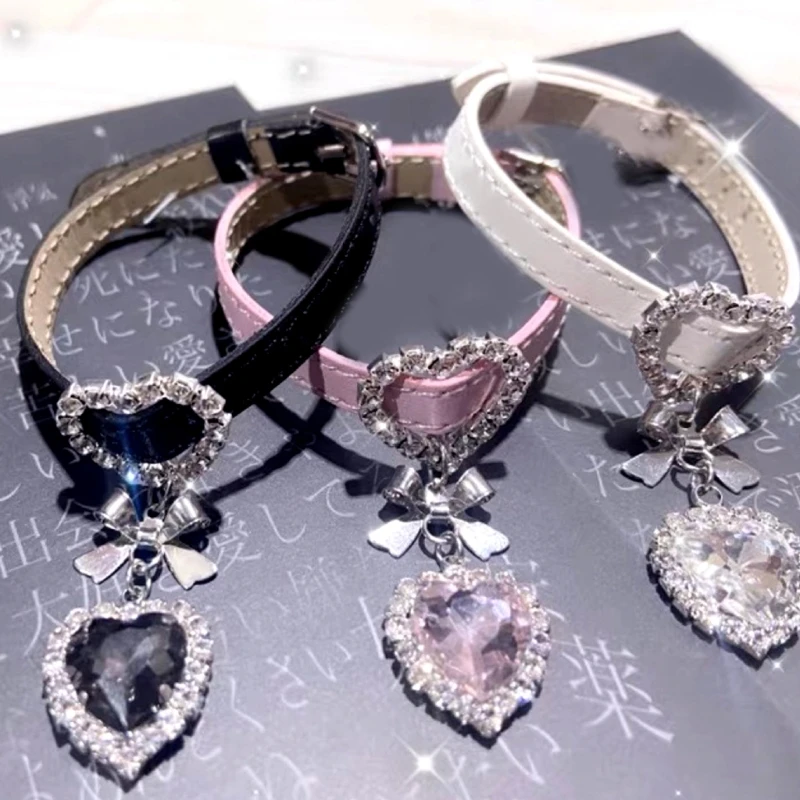 Mode Pu Herz Strass Anhänger Halskette Armbänder Charme Armband Armbänder für Frauen Mädchen Geburtstags geschenk Bowknot Hand kette