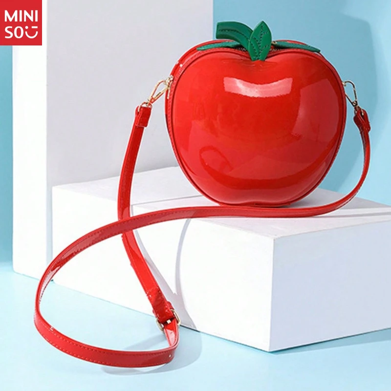 Miniso Creative Apple Shaped Crossbody Bag for Women, Cute Small Phone Purse & Cosmetic Bag