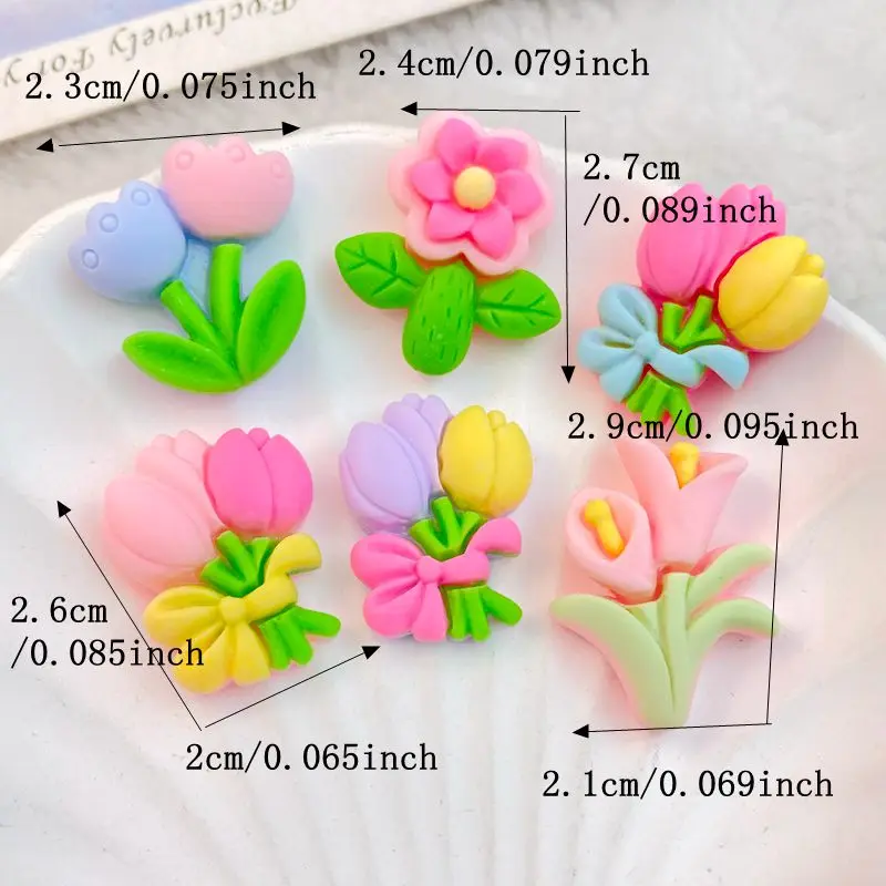 10Pcs New Resin Flower Flat Back Cartoon Scrapbook Figurine DIY Bow Decor Accessories Crafts