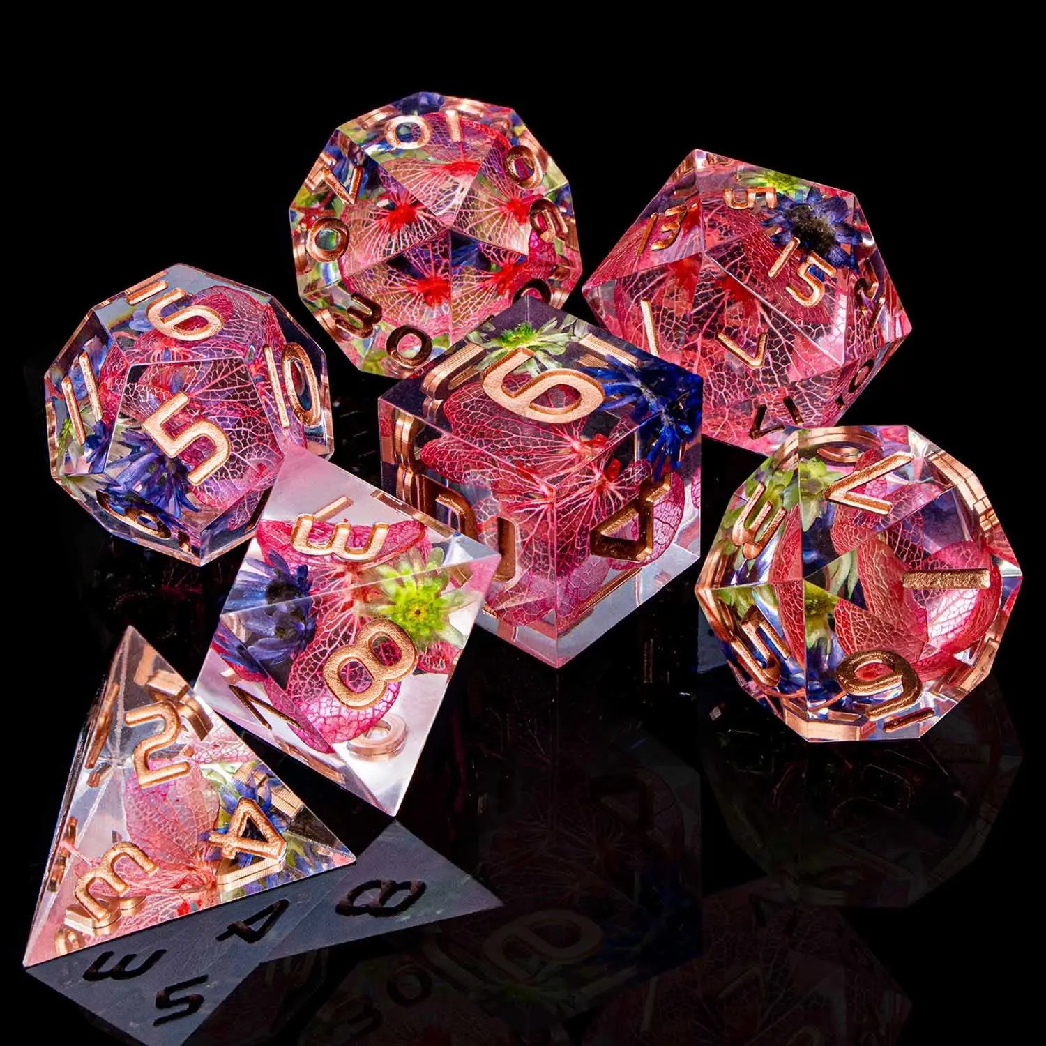 Dnd Sharp Edge Flower Handmade D20 RPG Polyhedral D and D Resin Dice Set For Dungeon and Dragon Pathfinder D6 Table Role Playing