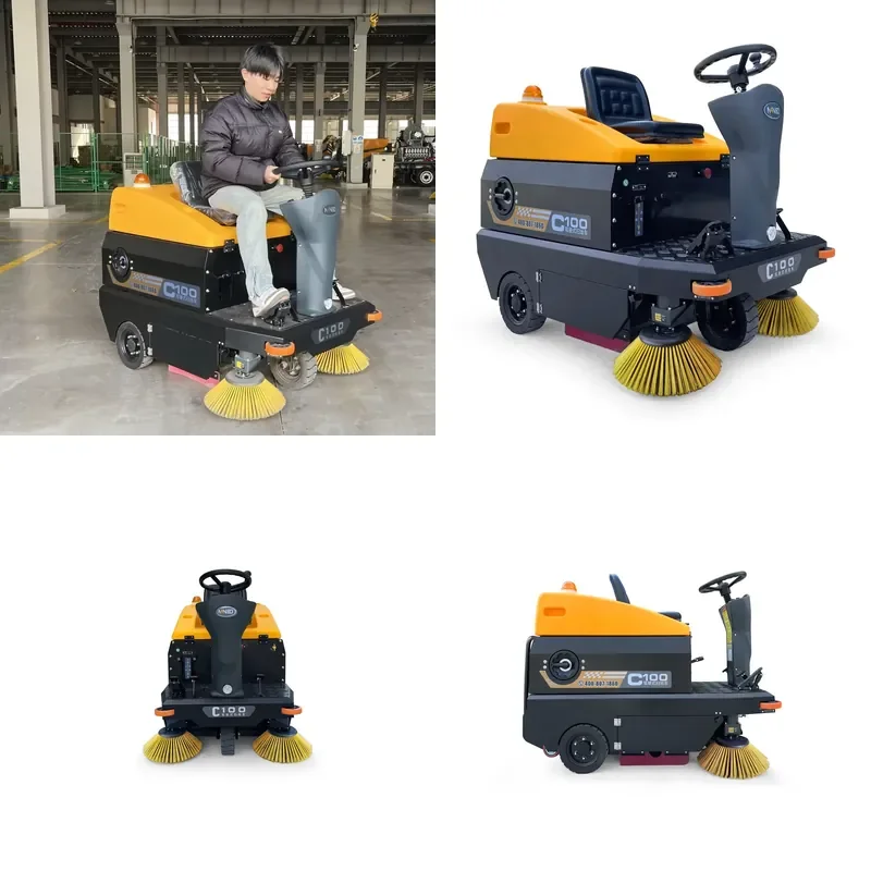 C100 Electric Ride-On Floor Sweeper Scrubber Hotel Cleaning Machine
