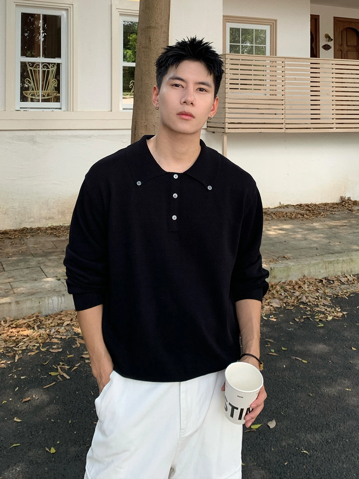 

Мужская трикотажная толстовка-худи Bla для осени, базовая футболка с длинным рукавом для повседневной носки, модель M