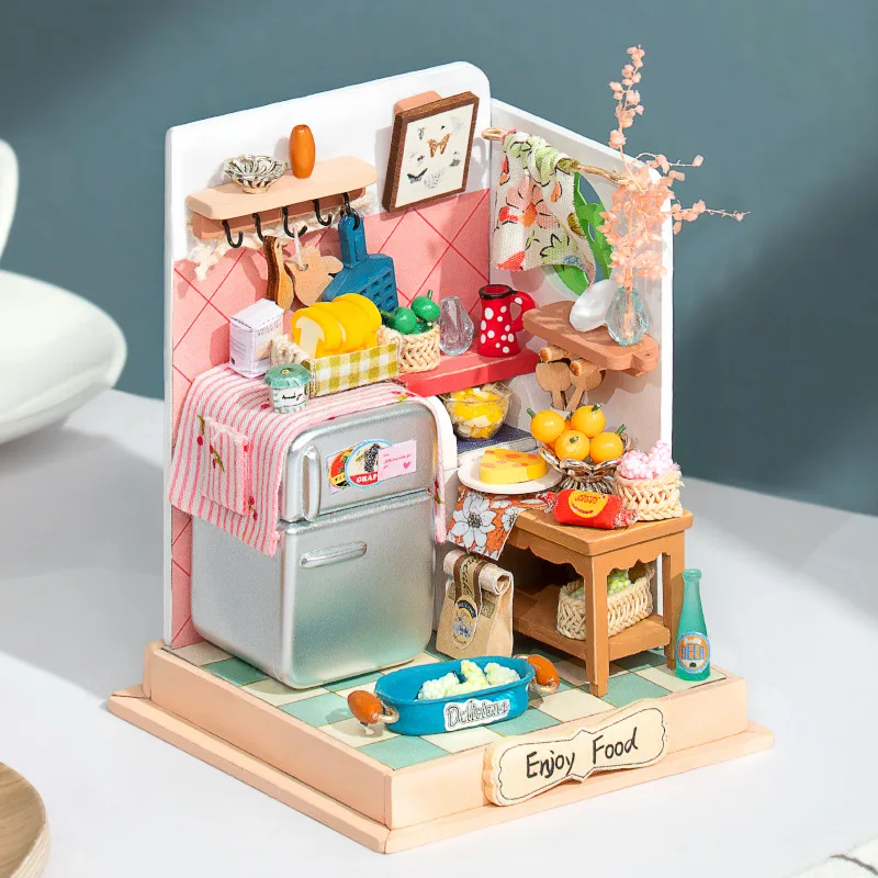 Diy Casa Dollhouse Miniatures Kitchen Bedroom Bathroom Doll Houses Wooden Hand Assembled Doll Houses Accessories and Furniture