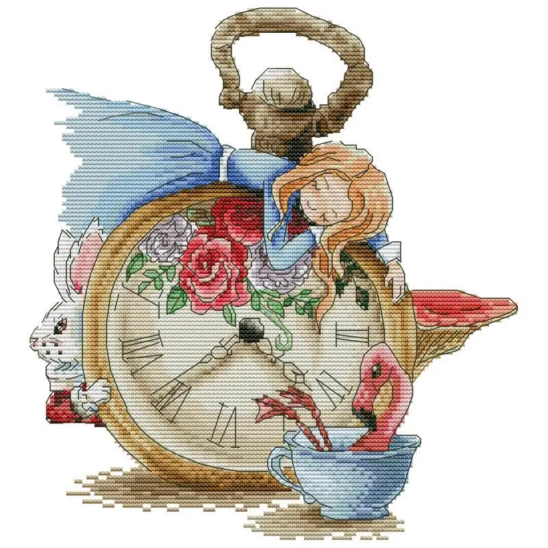 

Sleeping Alice Cartoon Girl Pattern Cross Stitch Kit 14CT 16CT 11CT Canvas Print Cloth Embroidery Set DIY Children's Room Decor