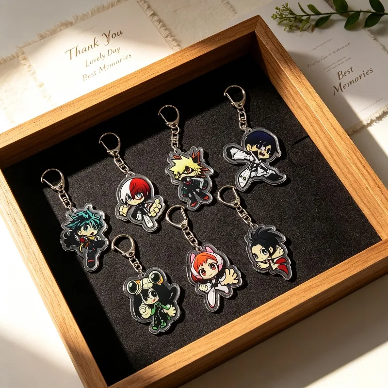 7-teiliges Set Anime-Schlüsselanhänger My Hero Academia Acryl-Schlüsselanhänger Izuku Bakugo Katsuki Anhänger Zubehör Niedliche Cartoon-Geschenke Großhandel – Detail 4