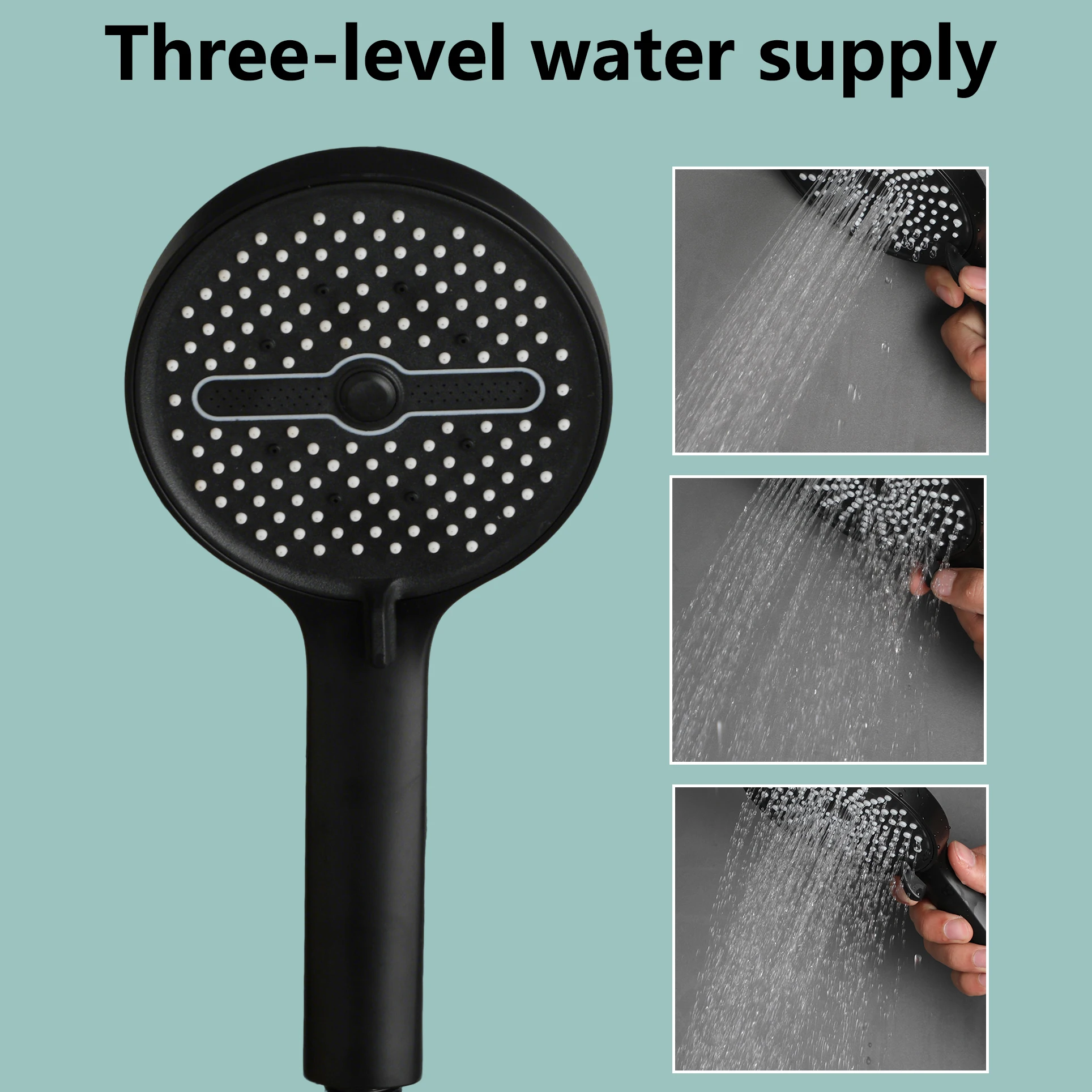 KEMAIDI Matte Black 4 Function Shower System with Storage Shelf, Wall Mount Rain Shower Faucet Set Bathroom Shower Combo