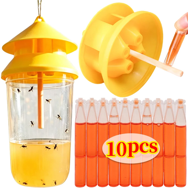 Fruit Fly Trap with Pheromone Attractant Refill for Citrus Mango Orchard Garden Pest Control IPM Reusable Plastic Easy Install