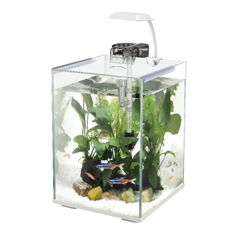Rectangle modern glass fish tank set with filter and LED
