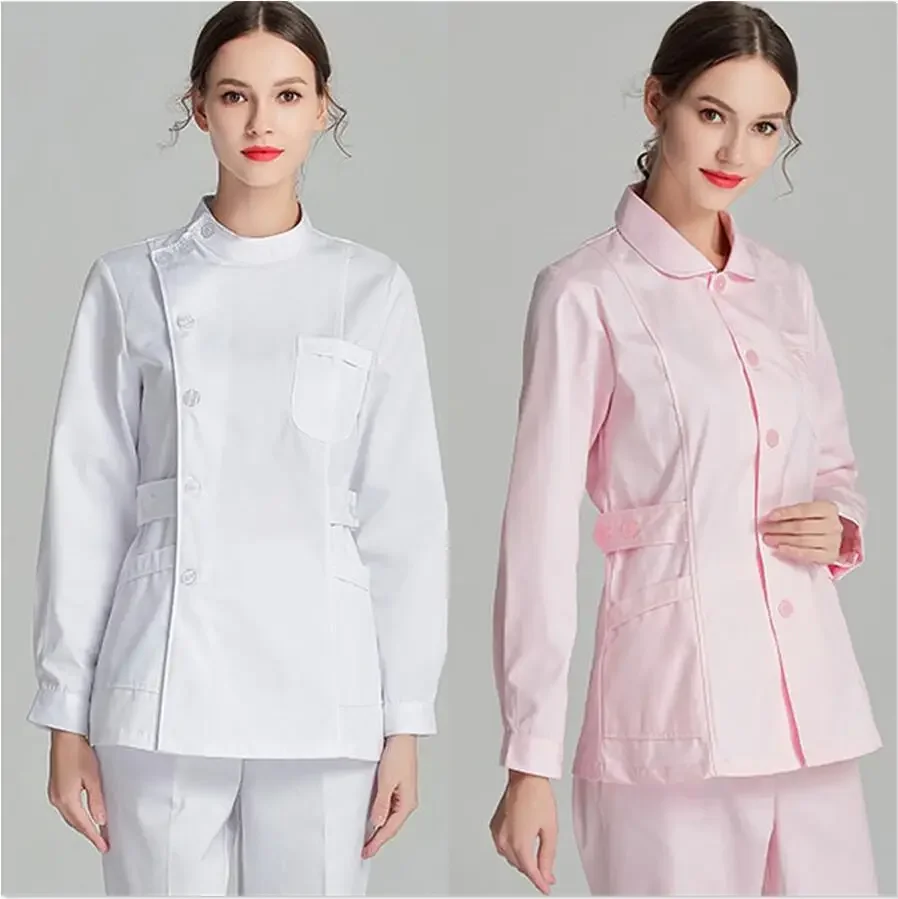 Ospedale Manica Lunga Rosa Scrub Top Uniforme Infermieristica per Maschio Femmina Clinica Dentale Infermiera Donne Uniformi Camicia Uniformi Mediche