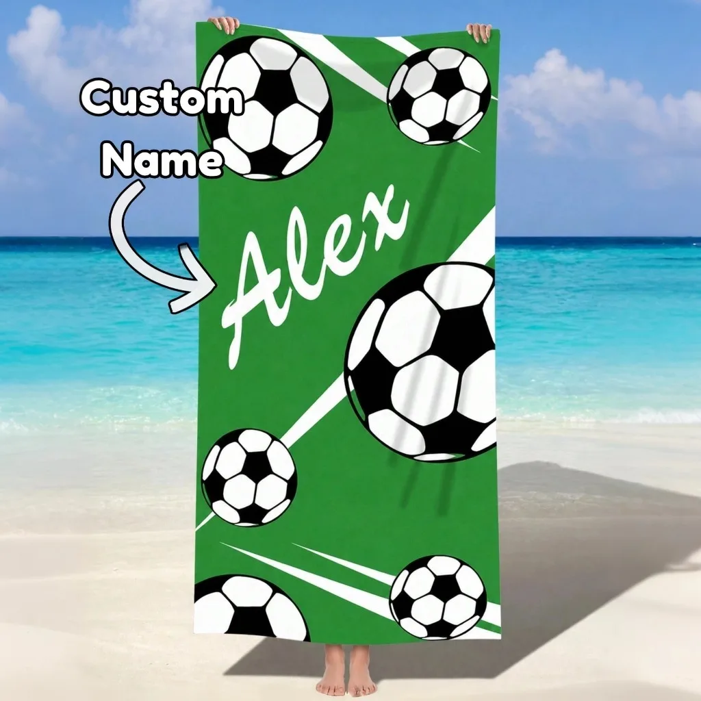 1pc Custom Name Soccer Beach Towel 2026 Major Soccer Match Style Towel Father's Day Birthday Gift for Dad Friends Soccer Fans