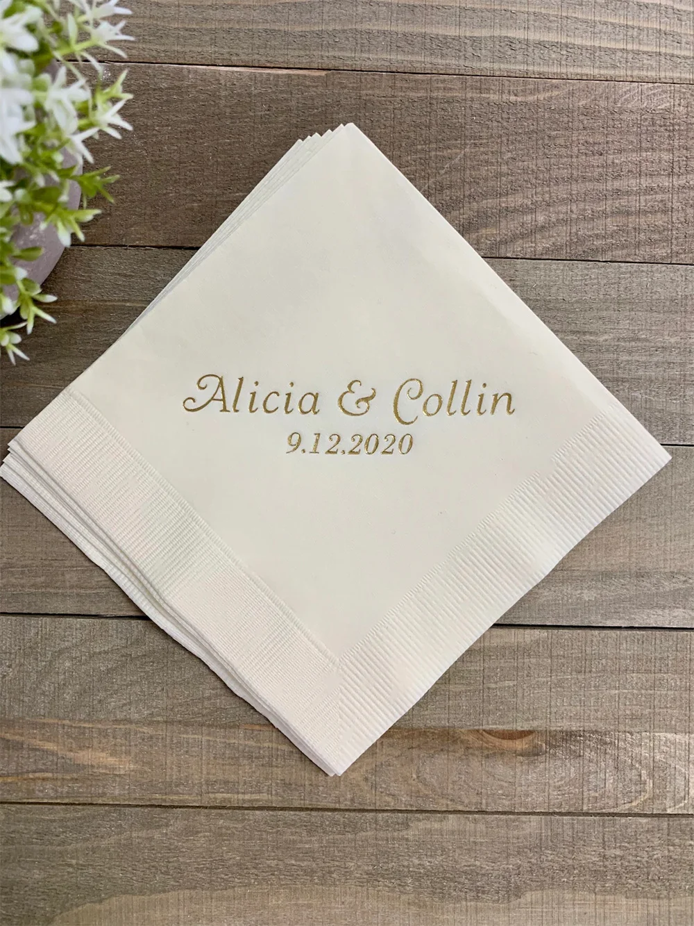 50PCS 50 Personalized Napkins Personalized Napkins Wedding Personalized Cocktail Beverage Paper Anniversary Party Monogram Custo