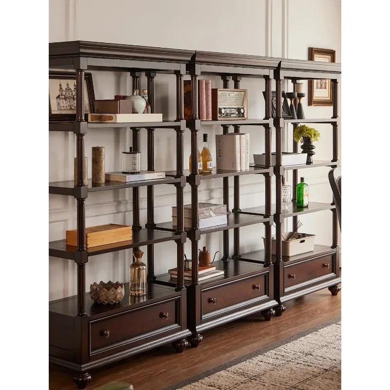 

American all solid wood bookcase retro simple combination display stand