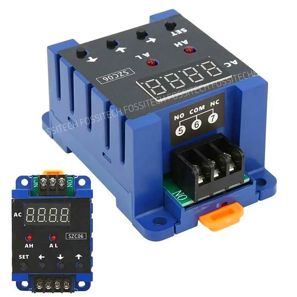SZC06 AC 디지털 전류계 0.3-50A 측정 범위 상단 하단 제한 알람 지연 릴레이 감지, 110-220V 50A 100A 200A 전류계