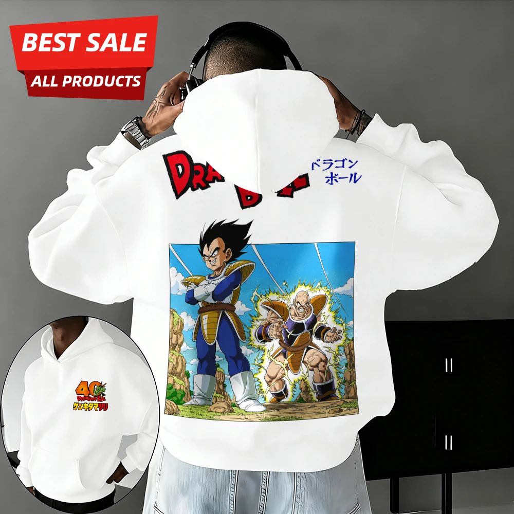 

2026New Autumn/winter Dragon Ball 40th Anniversary Vegeta and Naba 100% Cotton Anime Printed Hoodie Extra Size Streetwear Unisex