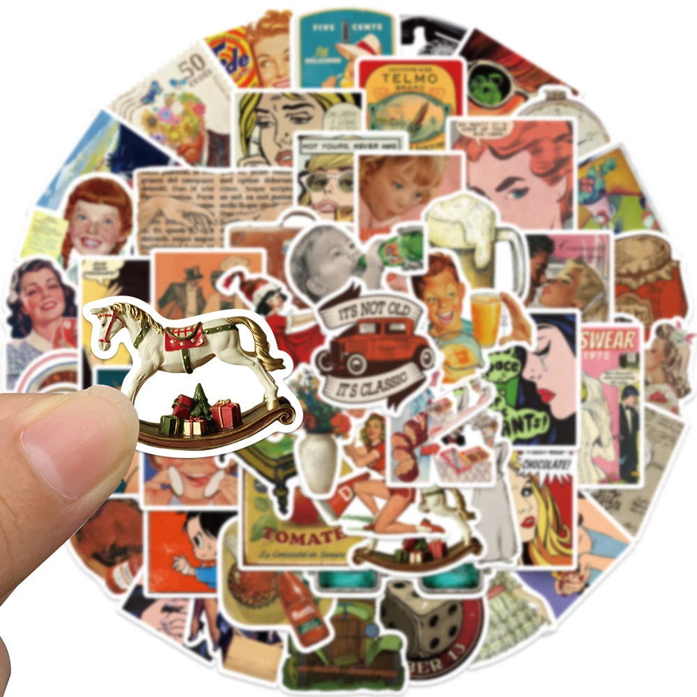 10/30/52 قطعة الرجعية الأوروبية والأمريكية الاتجاه ملصقات Vintage الفن الجمالية الشارات دفتر الأمتعة الهاتف الكرتون ملصق اللعب #3