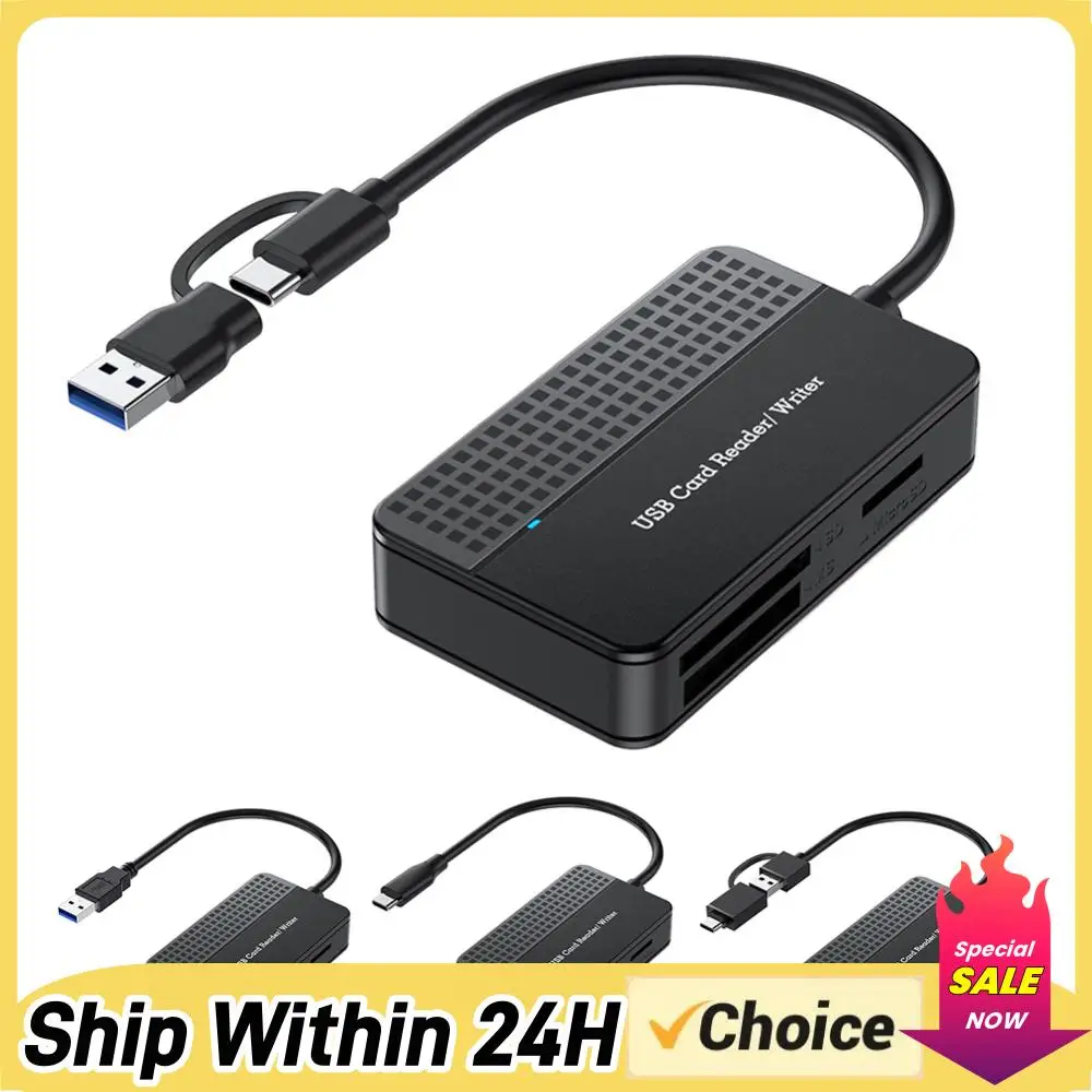 

USB 3.0 Type C USB Card Reader 5Gbps Memory Smart Card Reader 20cm Cable Memory Card Writer SD TF CF MS