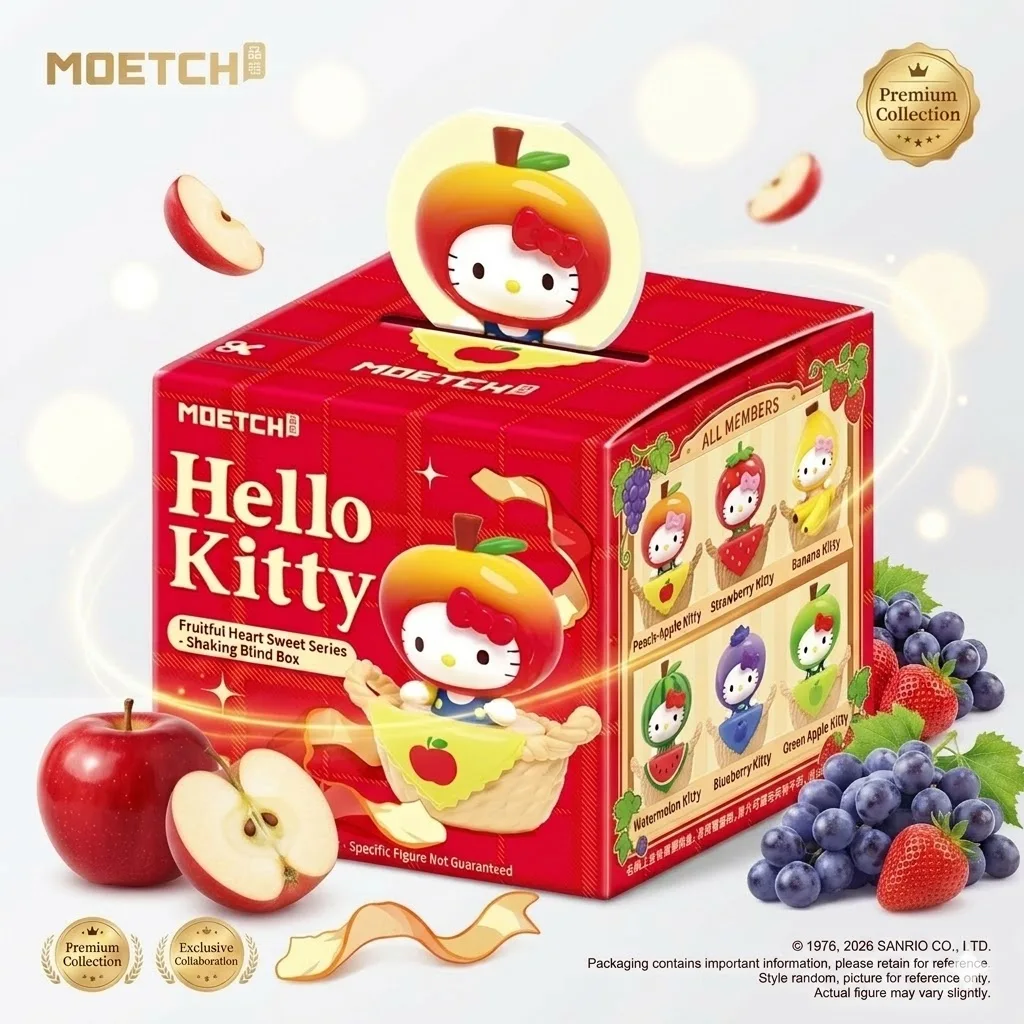 

MOETCH Hello Kitty Fruit Heart Blind Box Shaking Basket Sanrio Action Figure Kawaii Desk Decor Gift for Girls Mystery Box