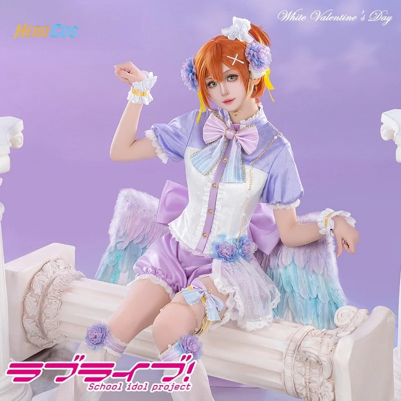 

Anime LoveLive!Rin Hoshizora Cosplay Costume White Valentine Angel Suit Hallowmas Christmas Role Play Women HERO Cos