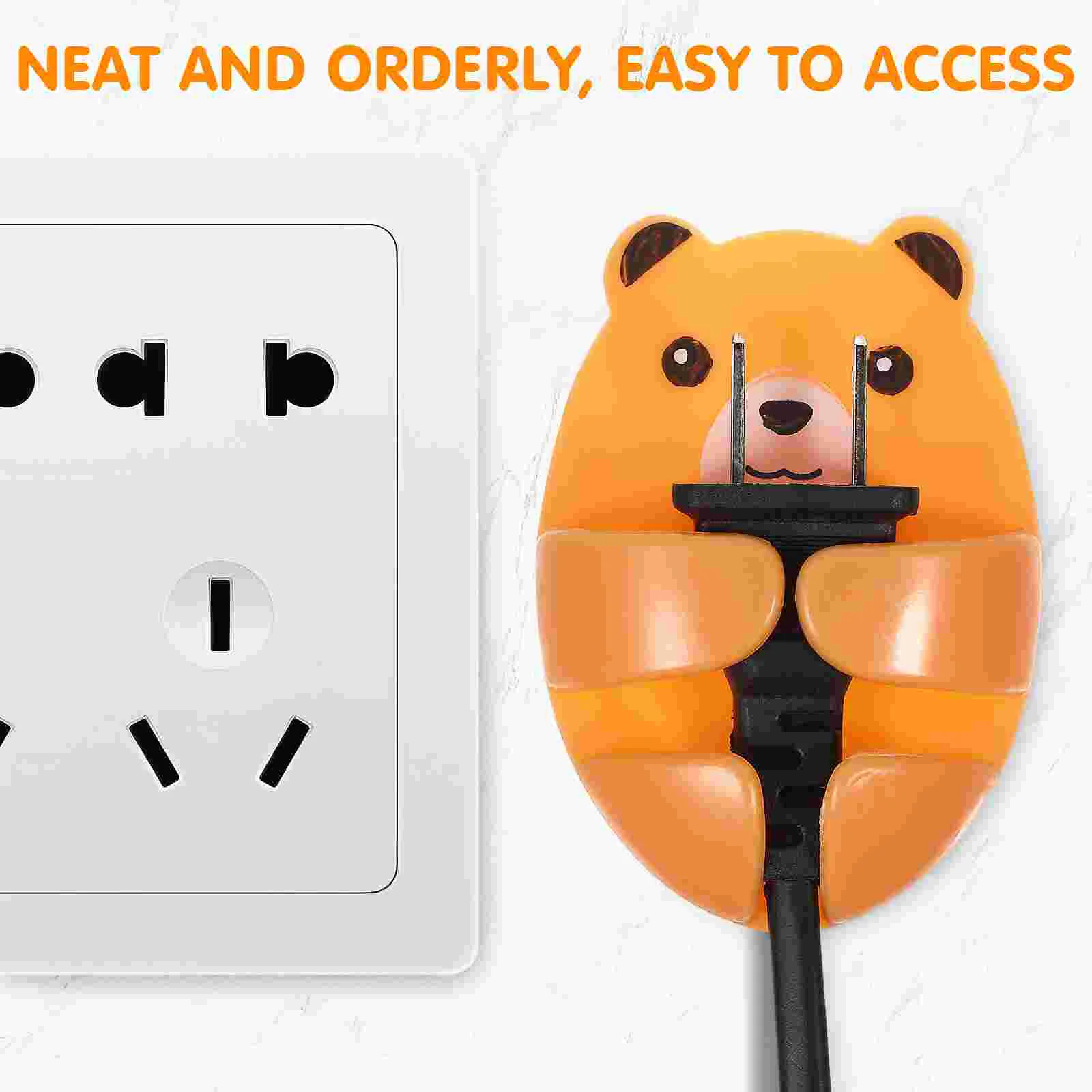 4 Pcs Power Outlet Hook Adhesive Wall Hooks Plastic for Cord Organizer Sticky No Punching Plug