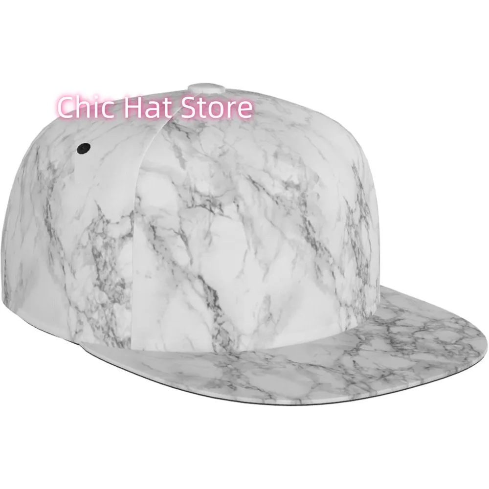 White And Grey Gold Marble Scales Adjustable Baseball Cap for Women Men Flat Bill Snapback Hat Hip Hop Hat Outdoor Sports