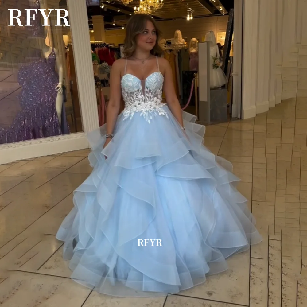 

RFYR Sweetheart Prom Dress Lace Applique Evening Gowns for Party Princess Gown Fairy Dress فساتين مناسبة رسمية Customized