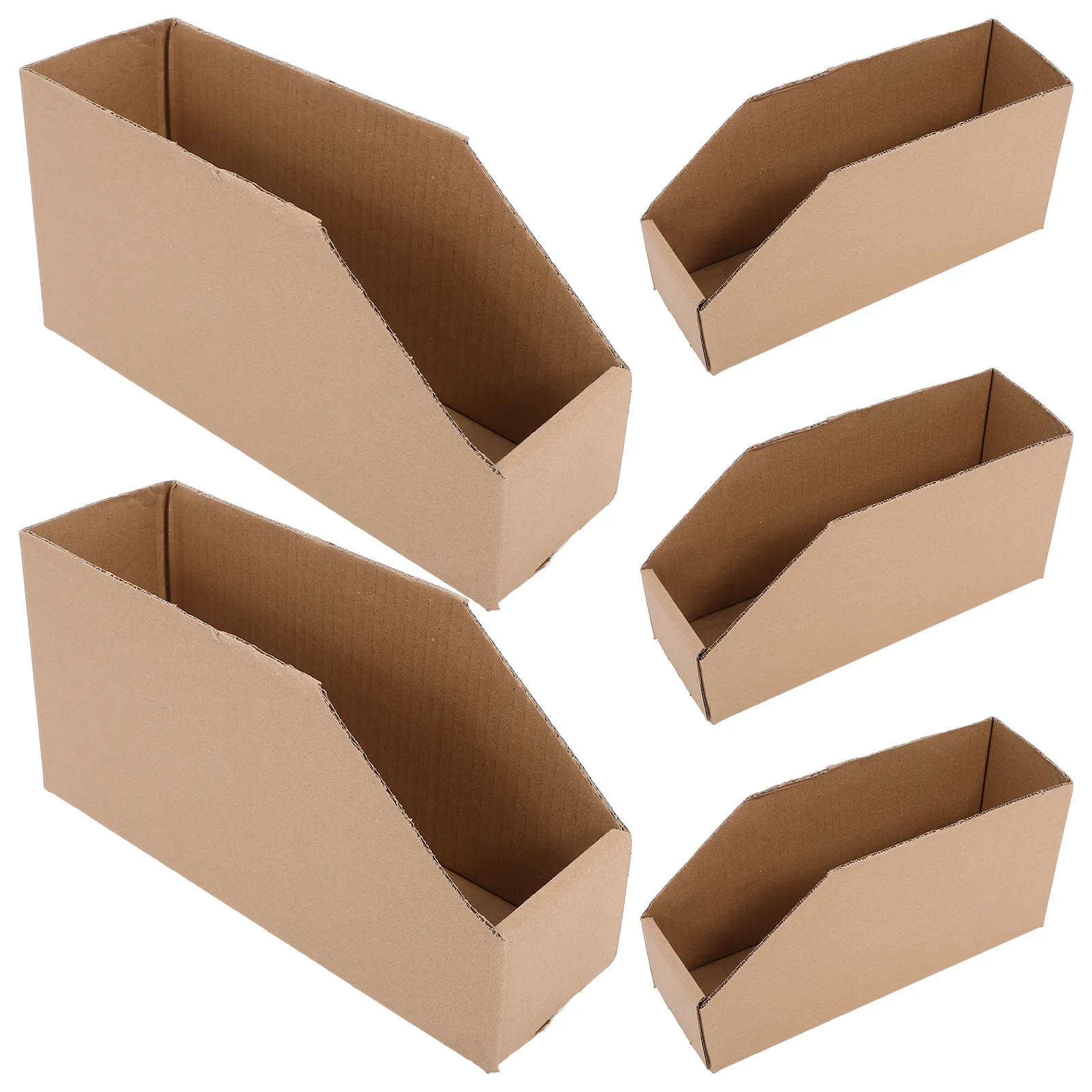 5Pcs Corrugated Paperboard Storage Bins Easy Assembly Disassembly Lightweight Yet Sturdy for Moving Packing Display Shelf